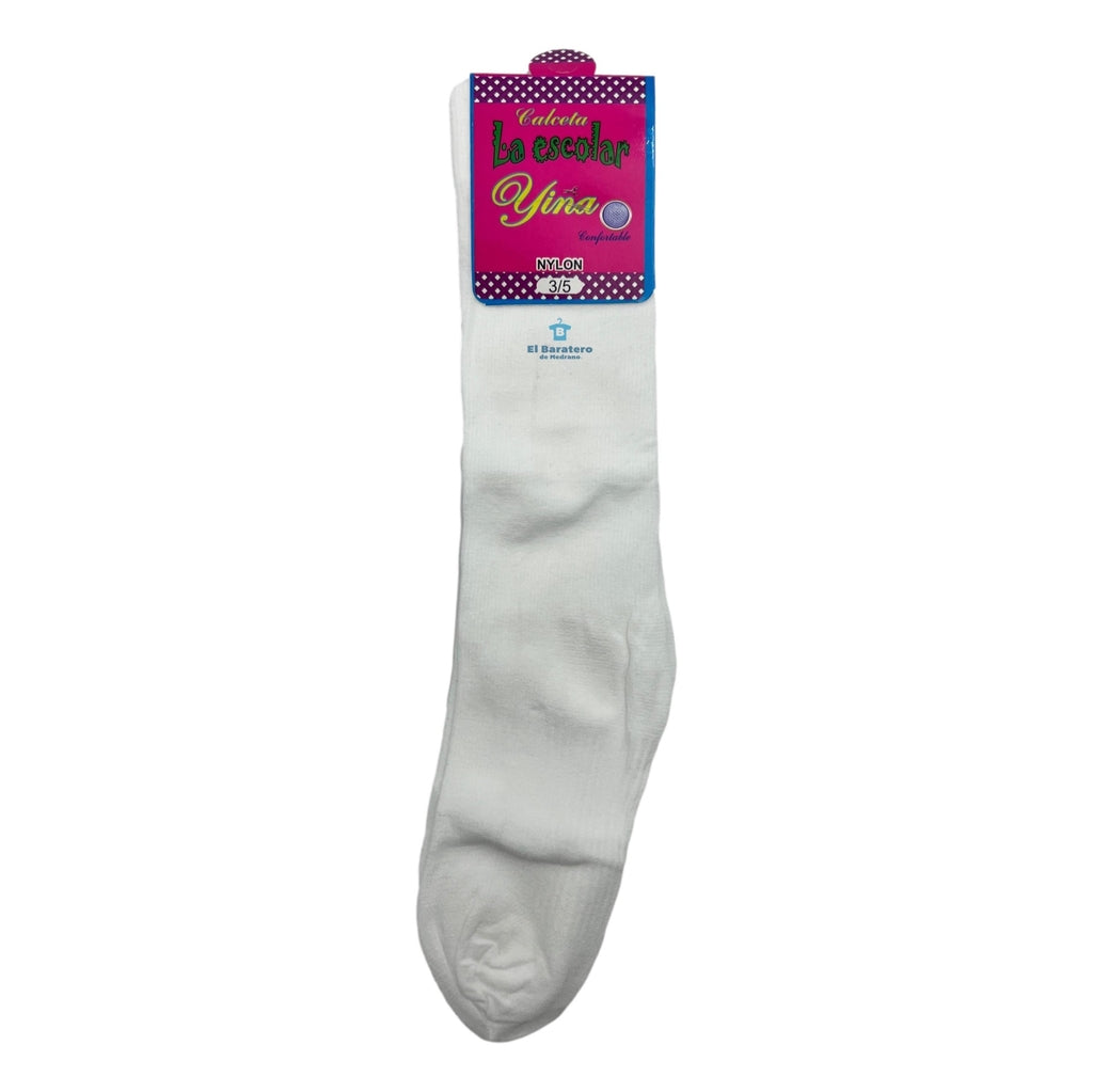 12 Pares Calceta Escolar Blanca Lisa Yina