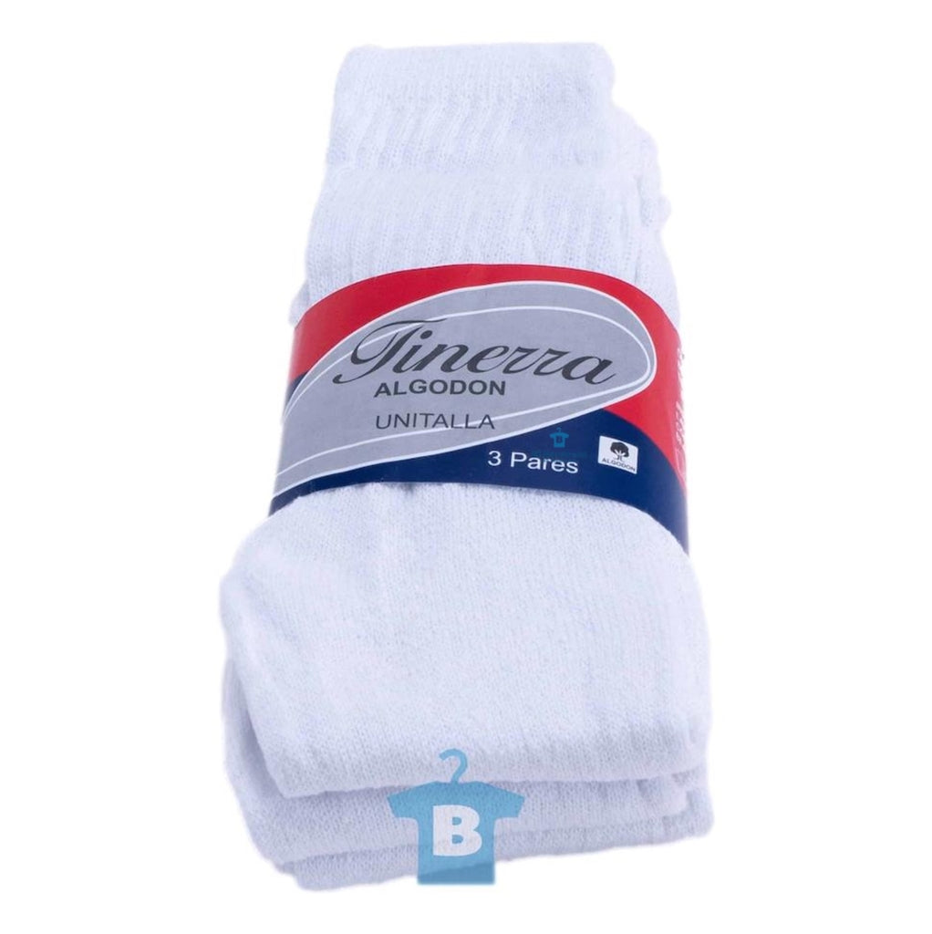 12 Pares Tin Largo 3/4 Algodón Calceta Paletón Fineza