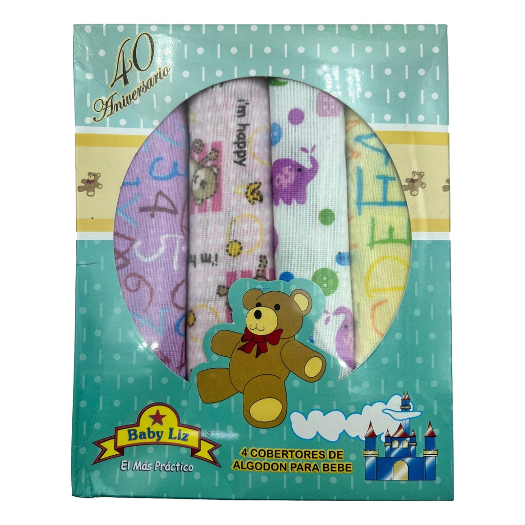 Paquete 4 Sabanas Para Bebe Recien Nacido 100% Algodón Liz