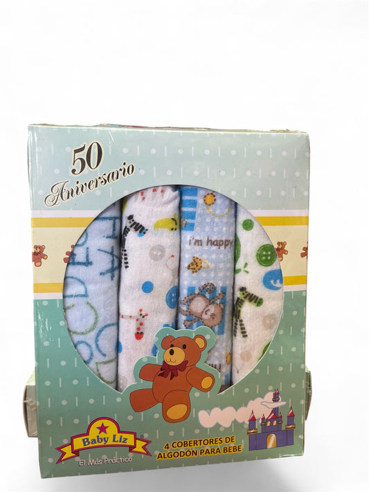 Paquete 4 Sabanas Para Bebe Recien Nacido 100% Algodón Liz