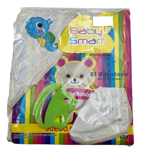 Toalla De Baño Salida Para Bebé Con Esponja Y Facial