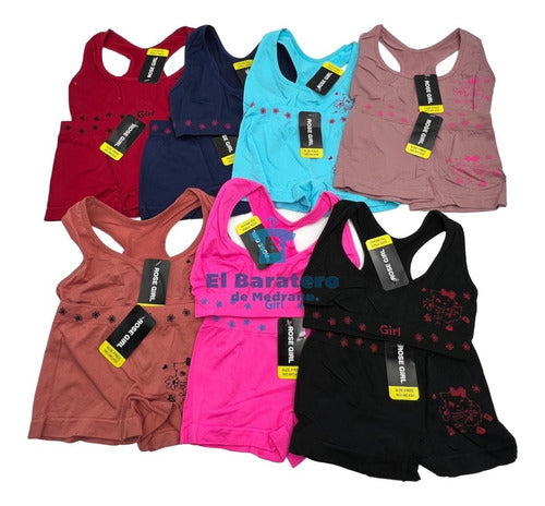 6 Coordinados De Niña Microfibra Top Y Boxer