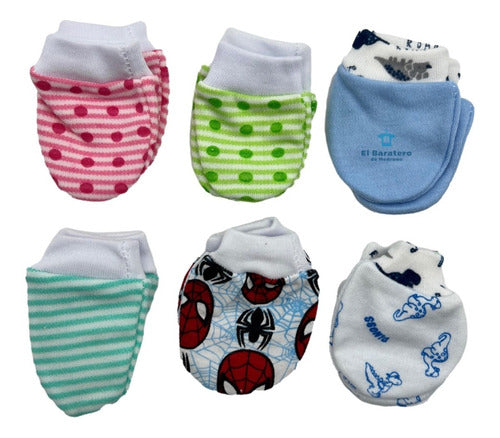 12 Pares Manoplas Guantes Bebe Mayoreo Niña Niño Moño