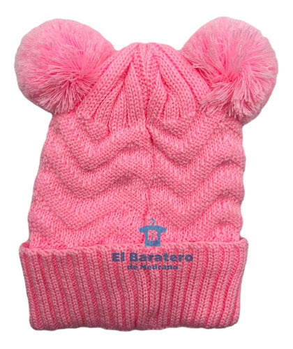 Gorro Tejido De Dama Borrega Por Dentro Doble Pompón