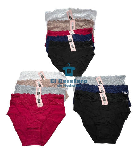 12 Pantaletas Bikini Algodón Dama Mayoreo Surtido Rose