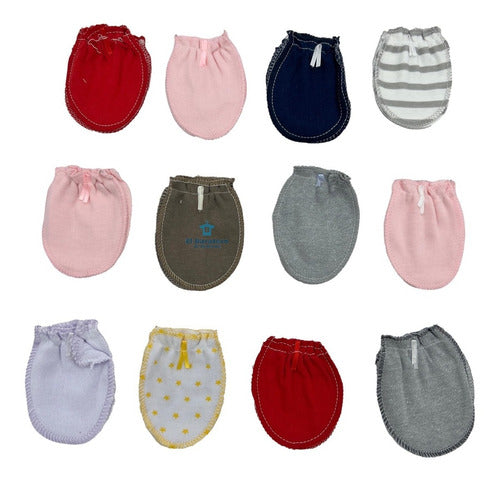 12 Pares Manoplas Guantes Bebe Mayoreo Niña Niño Moño
