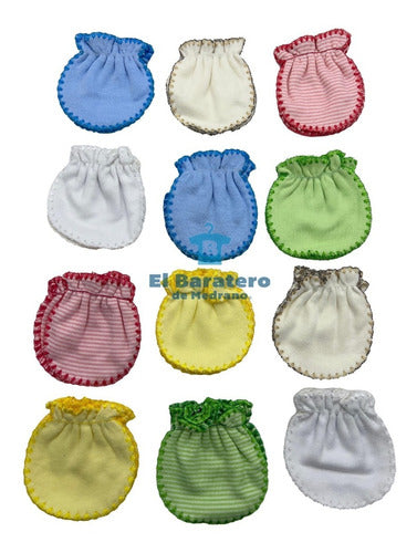 12 Pares Manoplas Guantes Bebe Mayoreo Niña Niño Cecy