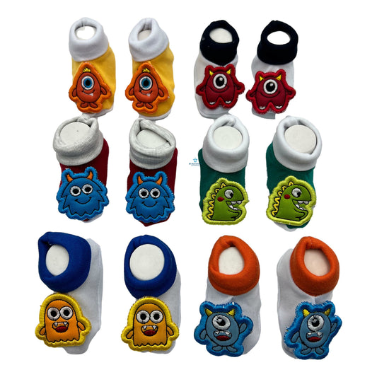 6 Pares Zapatitos Calcetín Bebe Monster Lucecita