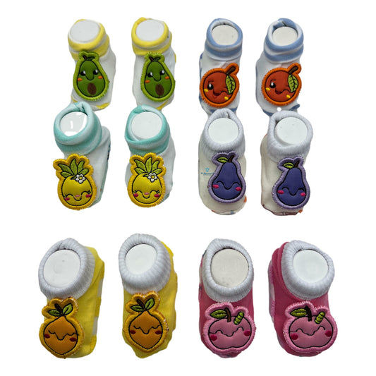 6 Pares Zapatitos Calcetín Bebe Frutas Lucecita