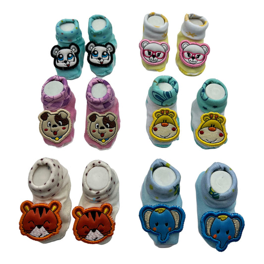 6 Pares Zapatitos Calcetín Bebe Animales Lucecita