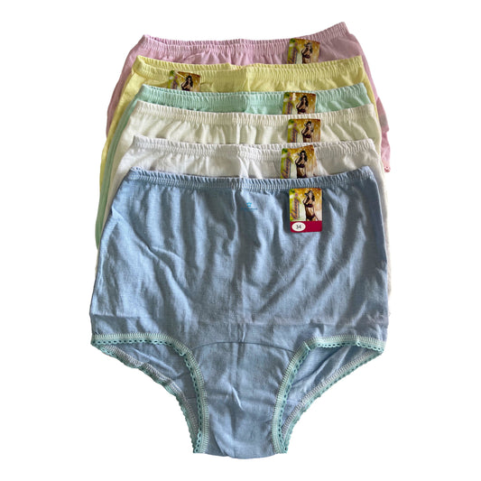 6 Piezas Pantaleta Completa Algodón Dama Chavez
