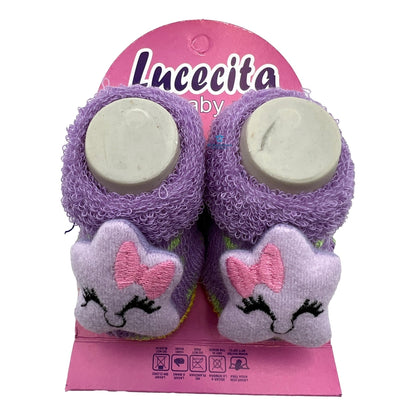 6 Pares Zapatitos Calcetín Bebe Niña Caritas Lucecita