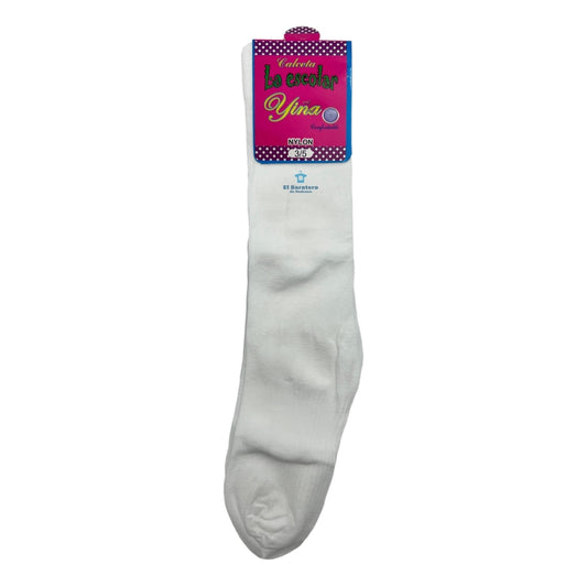 12 Pares Calceta Escolar Blanca Lisa Yina