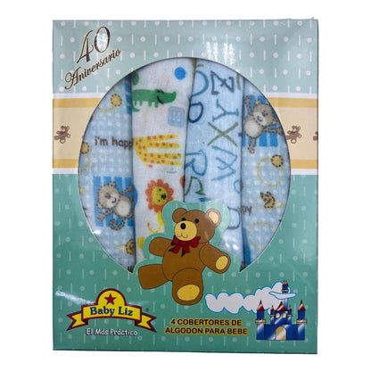 Paquete 4 Sabanas Para Bebe Recien Nacido 100% Algodón Liz
