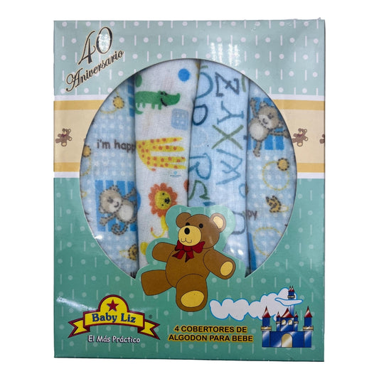 Paquete 4 Sabanas Para Bebe Recien Nacido 100% Algodón Liz