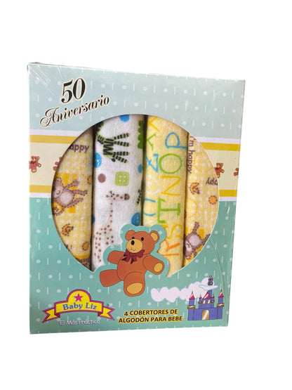 Paquete 4 Sabanas Para Bebe Recien Nacido 100% Algodón Liz
