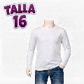 Playera Manga Larga Ha Algodon Inter Economico Blanca Niño Mod 16