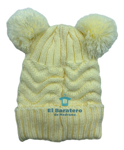 Gorro Tejido De Dama Borrega Por Dentro Doble Pompón