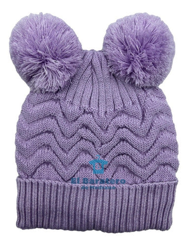 Gorro Tejido De Dama Borrega Por Dentro Doble Pompón