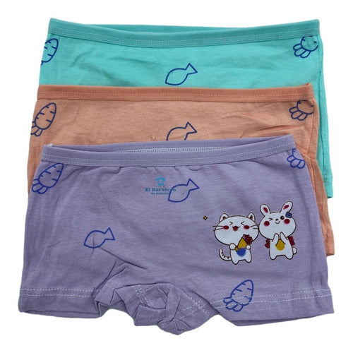 3 Piezas Boxer Calzón Para Niña Algodon Serigrafia Pink