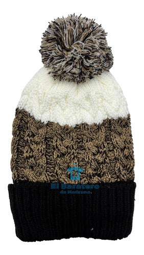 Gorro Tejido De Dama Borrega Por Dentro Invierno Pompón