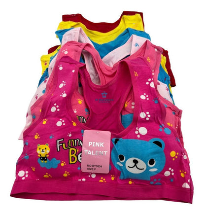 12 Pzs Corpiño Top Para Niñas De Algodón Mayoreo Pink