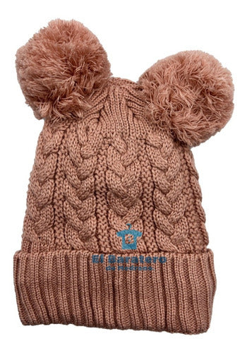 Gorro Tejido De Dama Borrega Por Dentro Doble Pompón