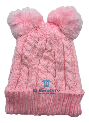 Gorro Tejido De Dama Borrega Por Dentro Doble Pompón
