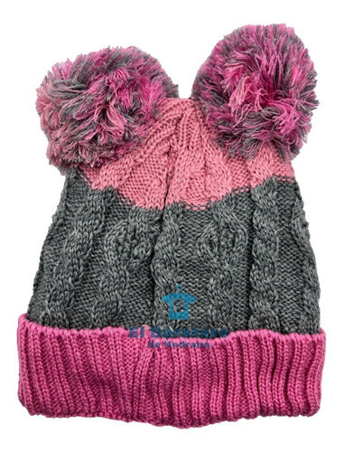 Gorro Tejido De Dama Borrega Por Dentro Doble Pompón