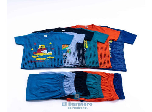 6 Conjuntos Playera Y Short Infantil Niños Moda