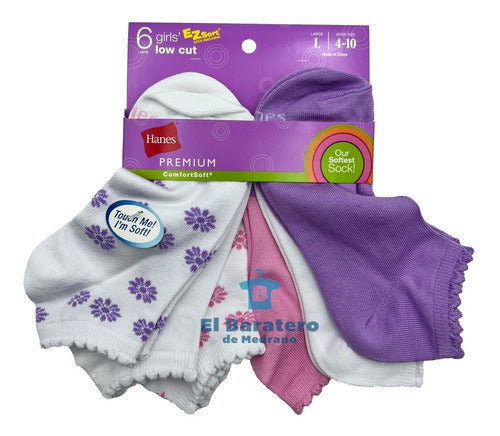 12 Pares De Tines Para Niña Cortos Extrasuaves Colores Hanes