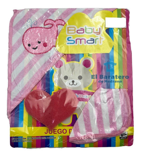 Toalla De Baño Salida Para Bebé Con Esponja Y Facial